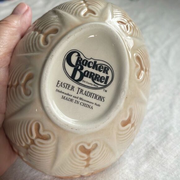 Cracker Barrel Easter Traditions all purpose bowl bunnies flowers scalloped edge - Picture 2 of 6